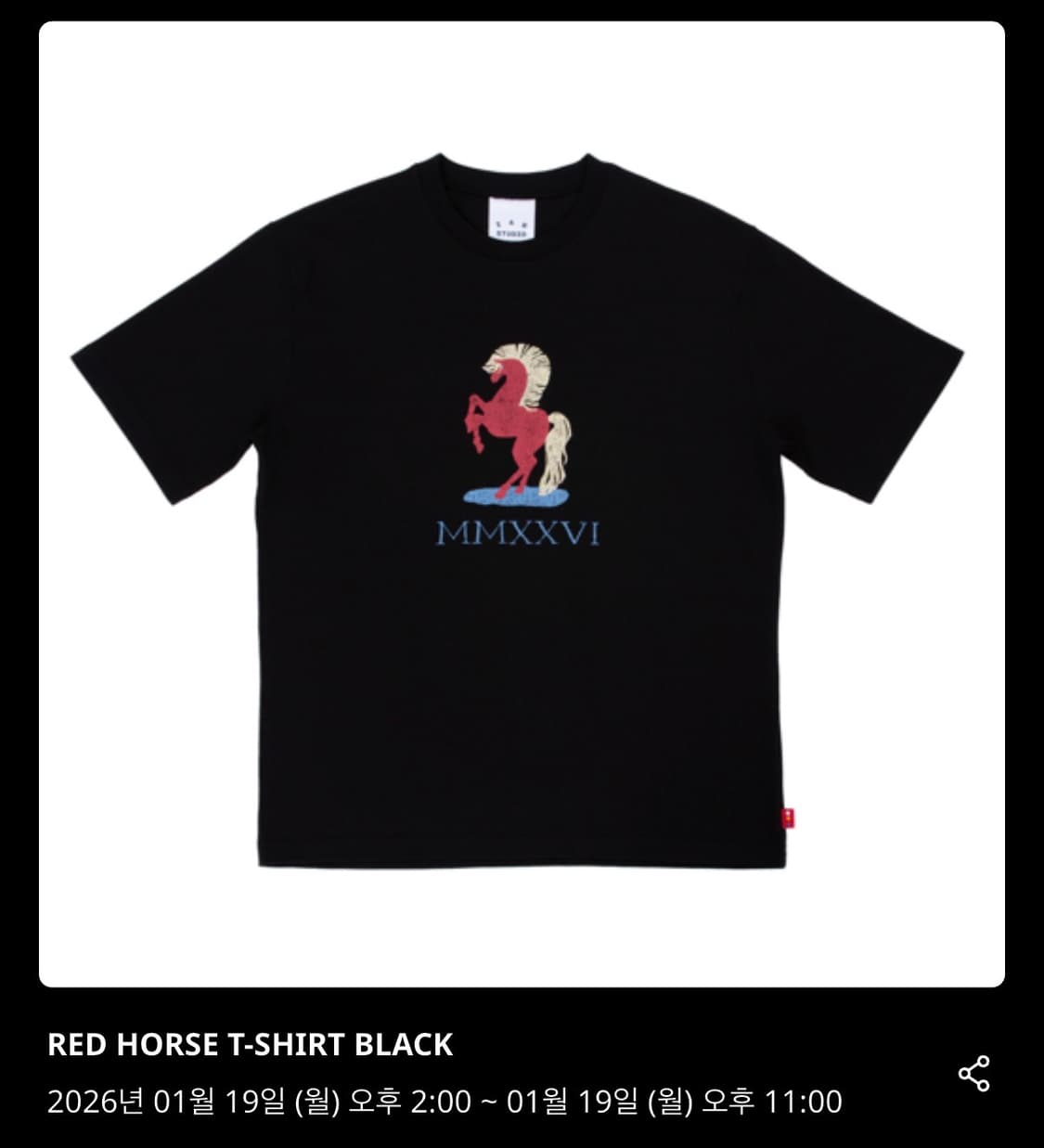 아이앱 스튜디오 레드 홀스 티셔츠 블랙 M 팝니다 상품이미지1