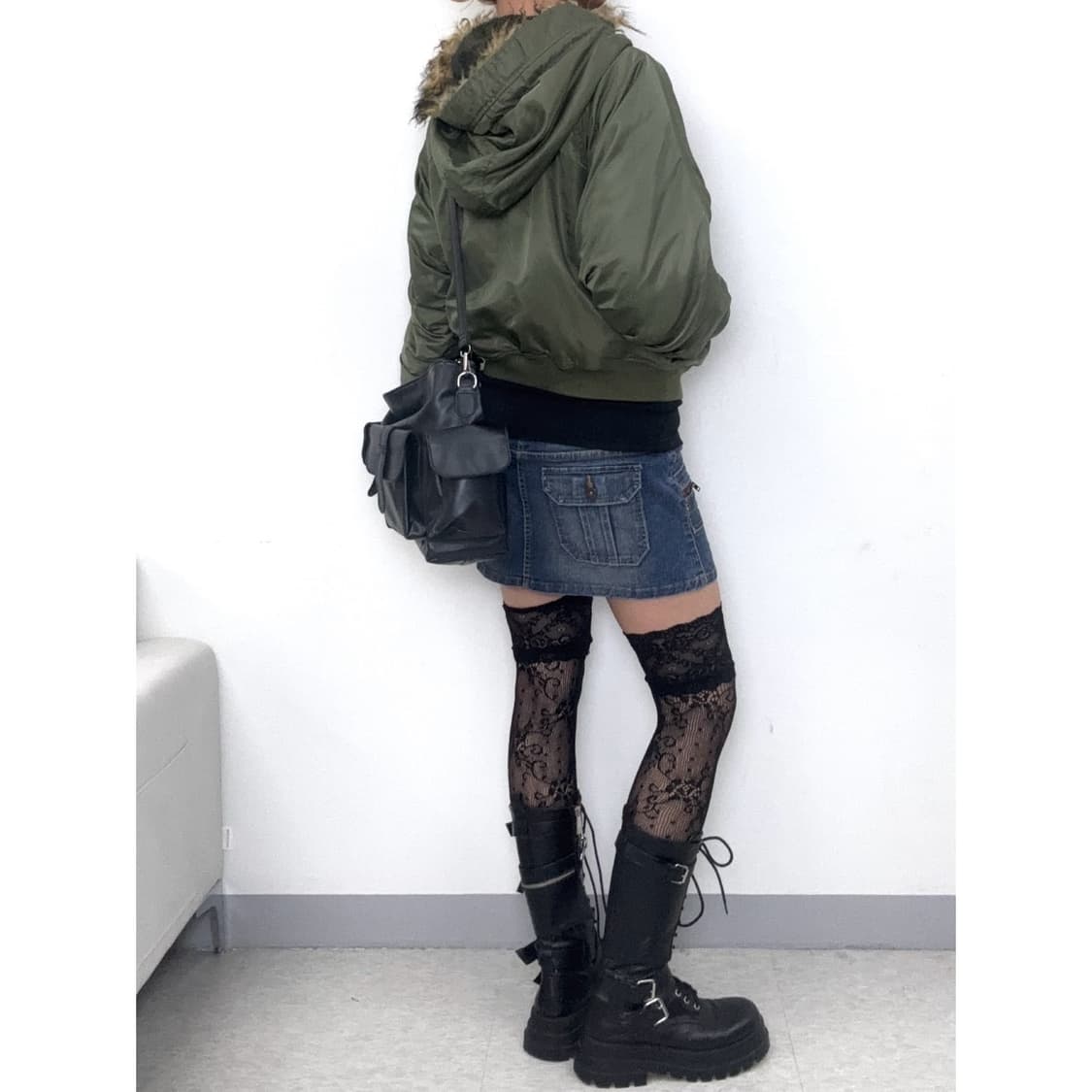 빈티지 카키 y2k 봄버 자켓 상품이미지5