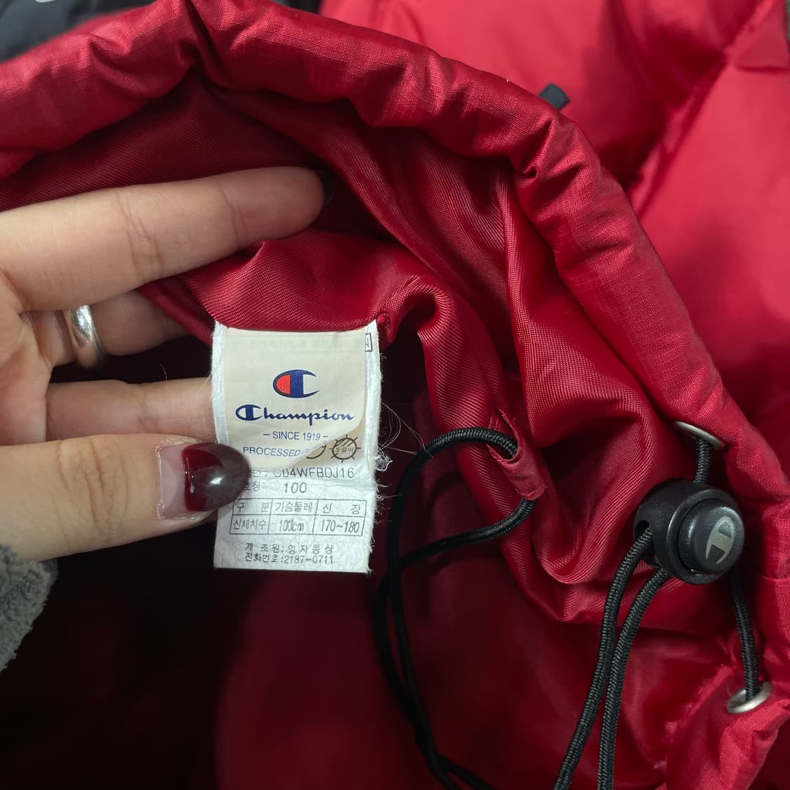 챔피온 레드블랙 덕다운 패딩 L 상품이미지6