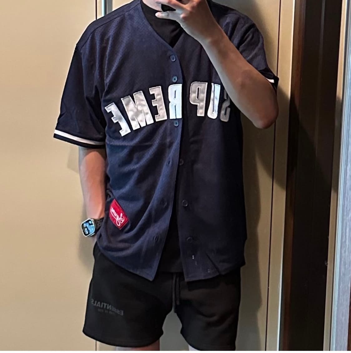 M) 슈프림 울트라스웨이드 메쉬 베이스볼 저지 네이비 - 24SS 상품이미지4