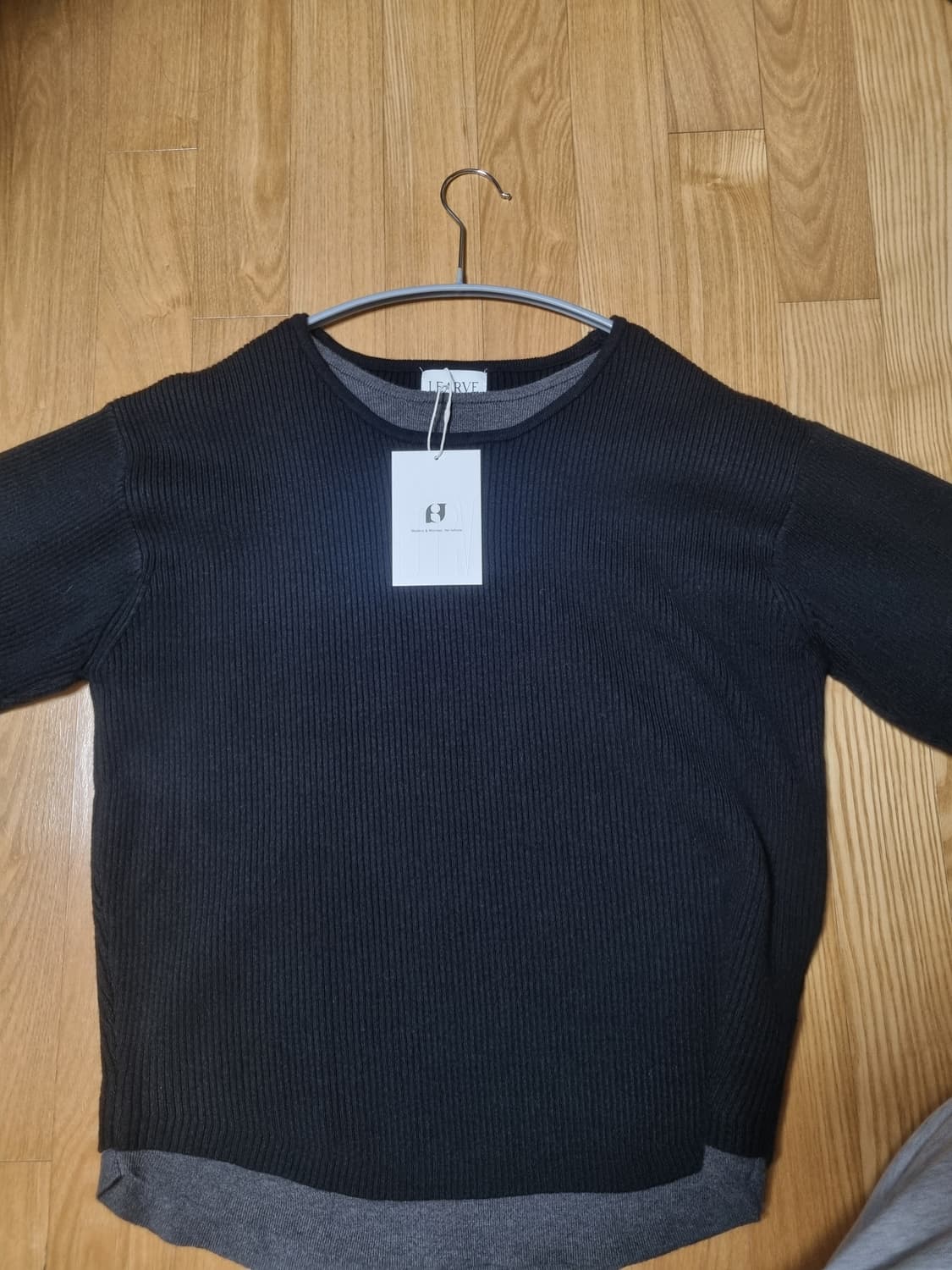 르아브 더블 레이어드 콘트라스트 텍스쳐 니트 블랙 M 상품이미지2