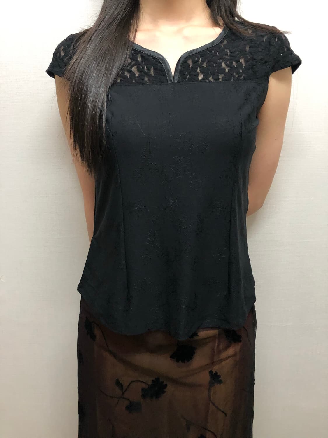 빈티지 블랙 레이스 탑 상품이미지1