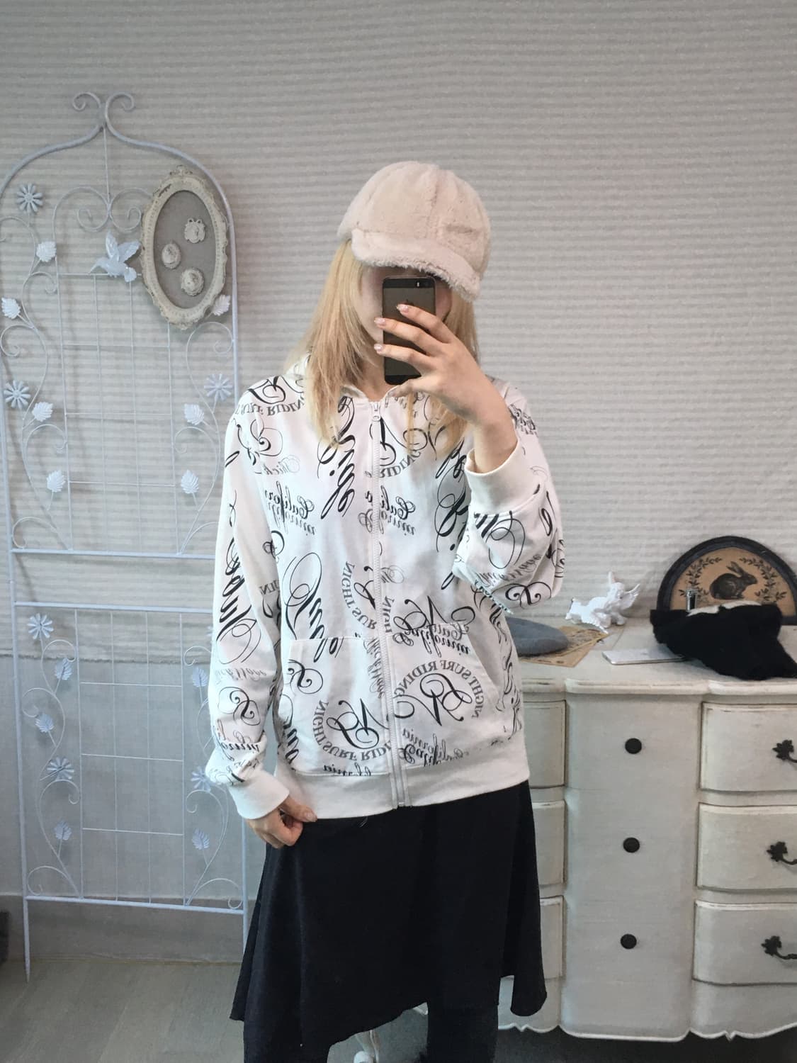 jpn vintage y2k ivory hood zipup 상품이미지2