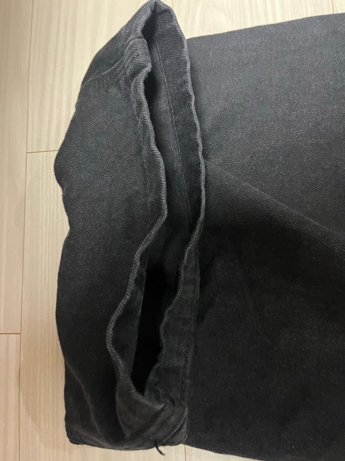위캔더스 코인서울 스켈레톤 와이드 로우 데님 팬츠 블랙 상품이미지5