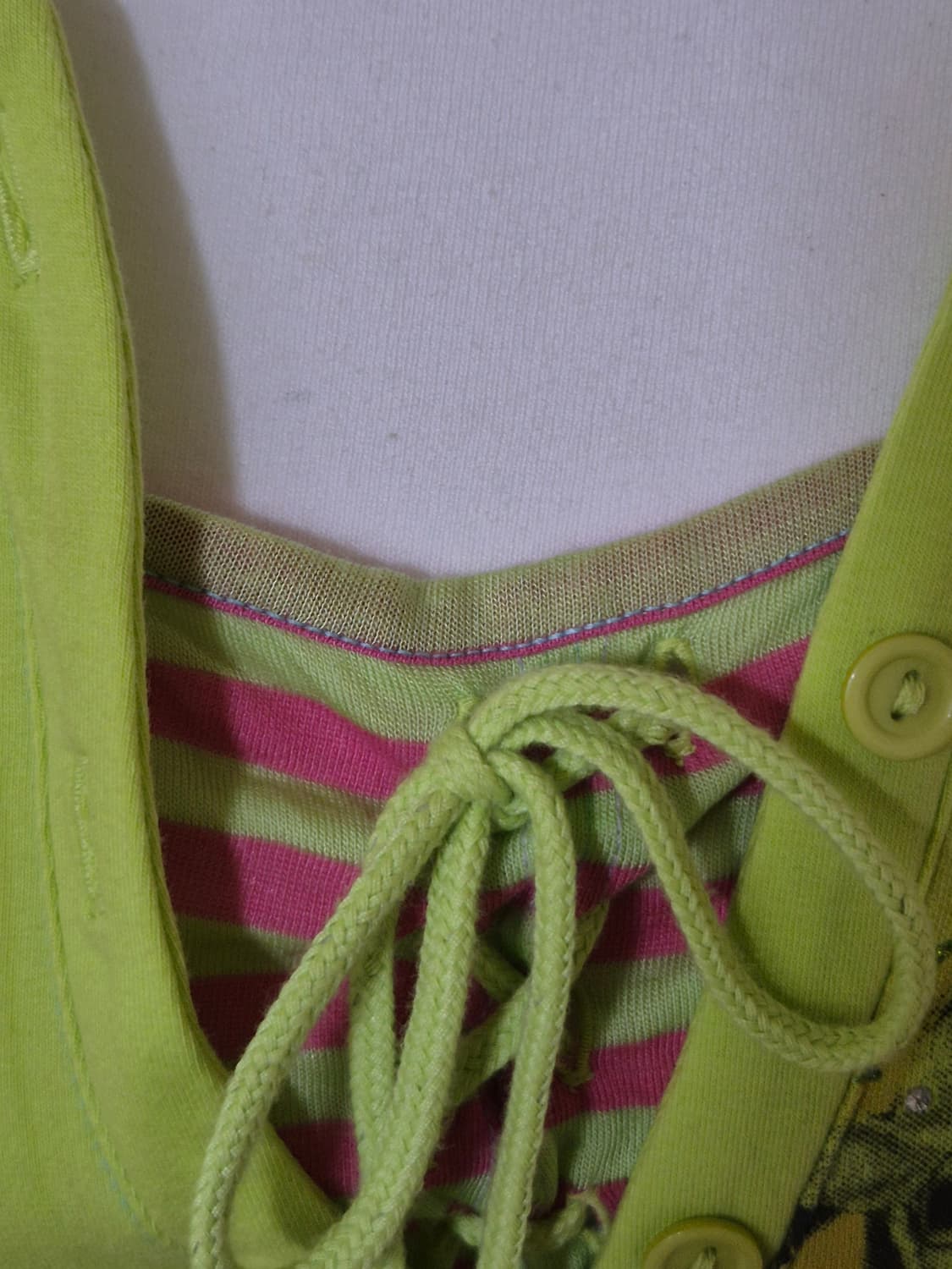 니혼진 너드 y2k 형광그린 레이어드 롱슬리브 상품이미지4