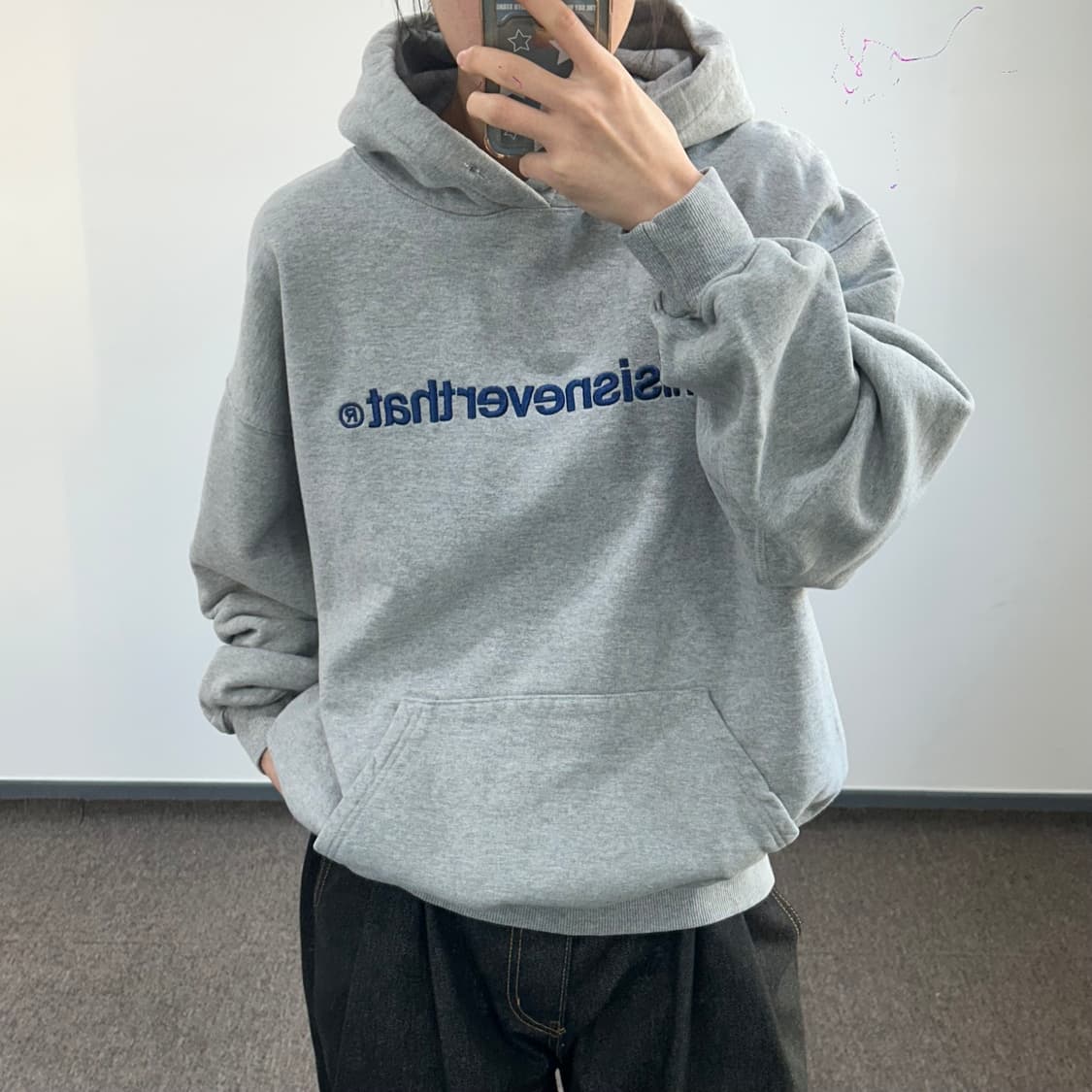 Thisisneverthat 디스이즈네버댓 네이비 로고 그레이 후드티  상품이미지1