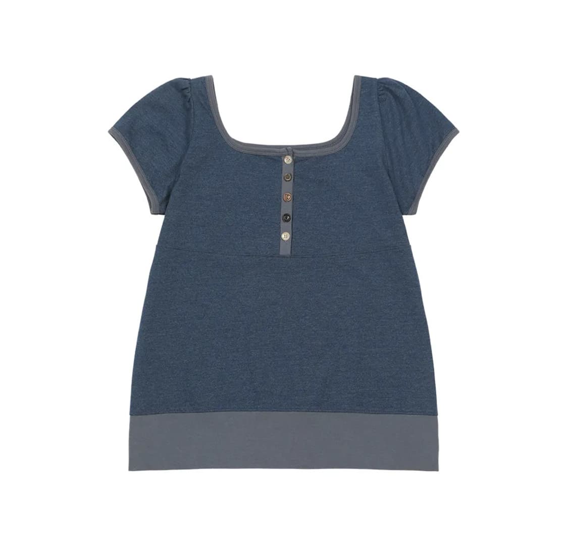 새상품 오헤시오 SQUARE NECK JERSEY BLOUSE, BLUE 상품이미지1