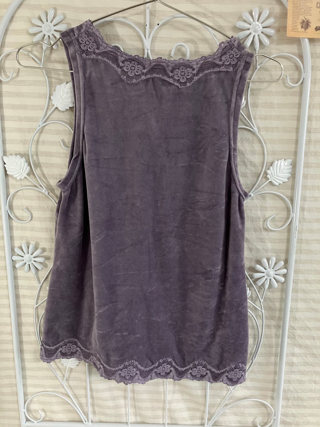 빈티지 퍼플 벨벳 레이스 리본 나시 940 y2k 스트릿 갸루 펑키 일본 상품이미지2