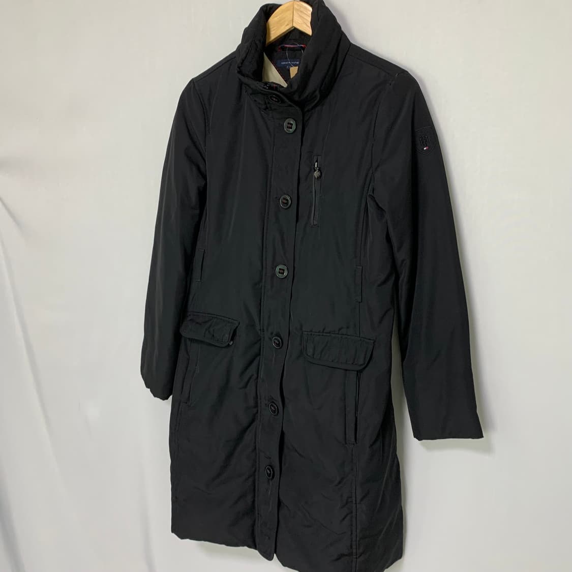 타미힐피거 빈티지 블랙 롱 버튼 패딩 점퍼 자켓 여성 S 상품이미지4