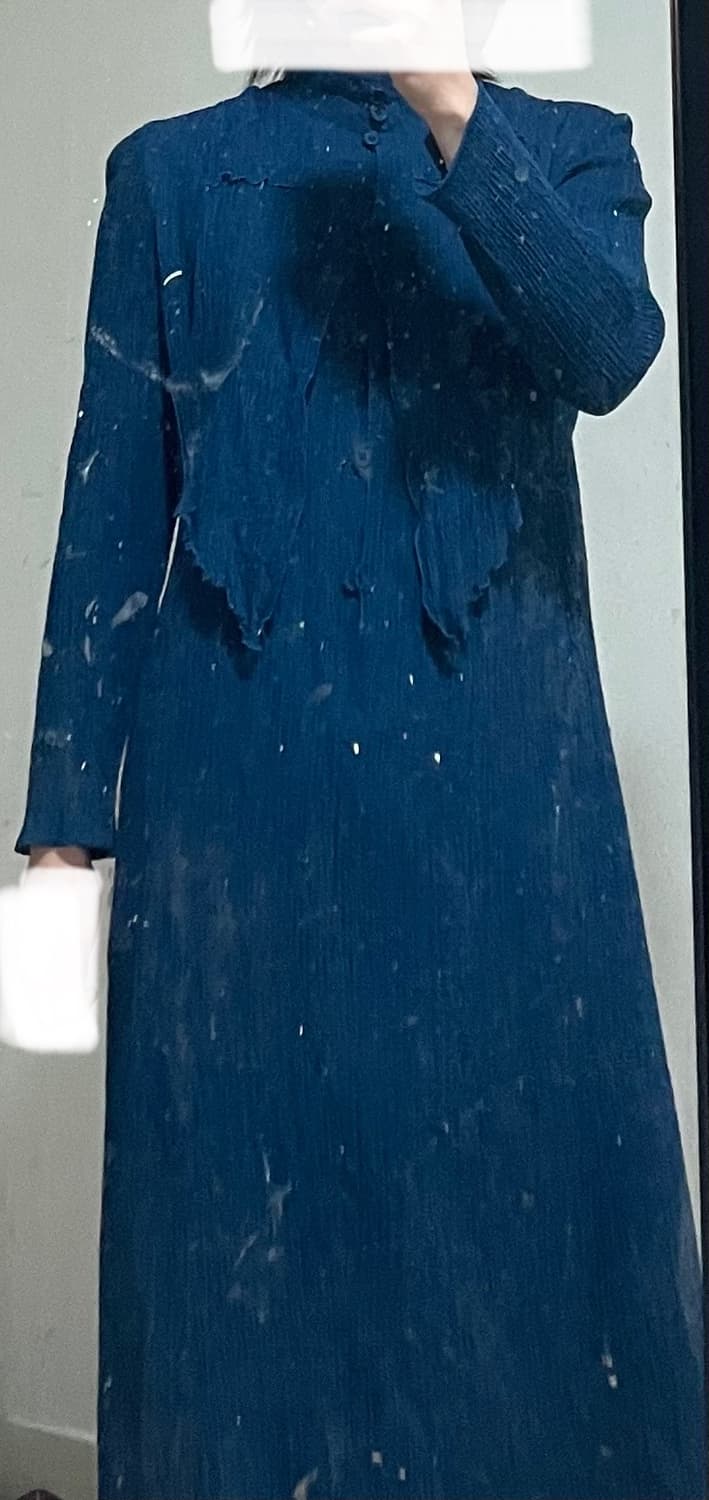 유니크 빈티지 플리츠 청록색 원피스 상품이미지3