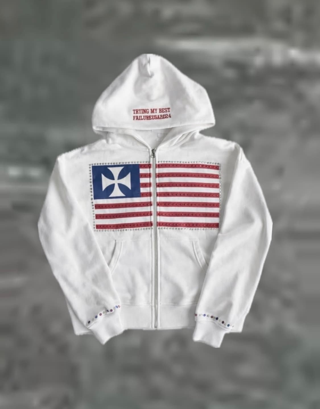 성조기 큐빅 후드집업 상품이미지1