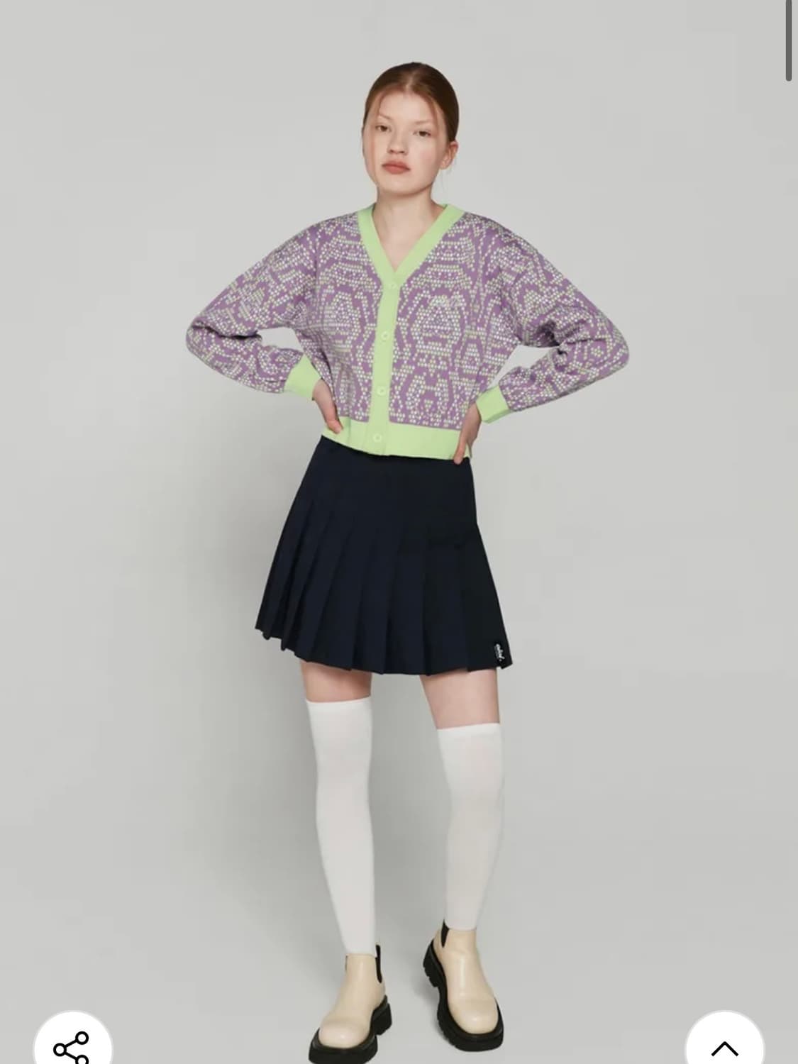 OIOI 오아이오아이 패턴 배색 크롭 가디건 니트 F 상품이미지3