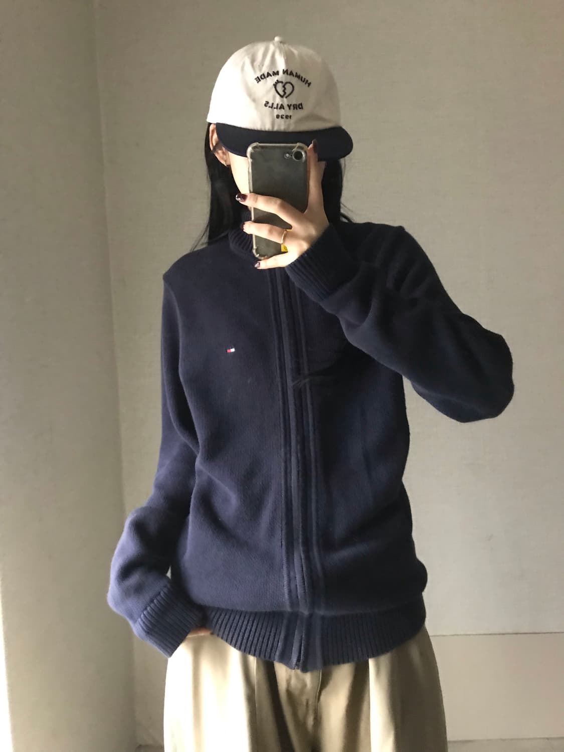 타미힐피거 네이비 오버핏 니트집업 상품이미지1