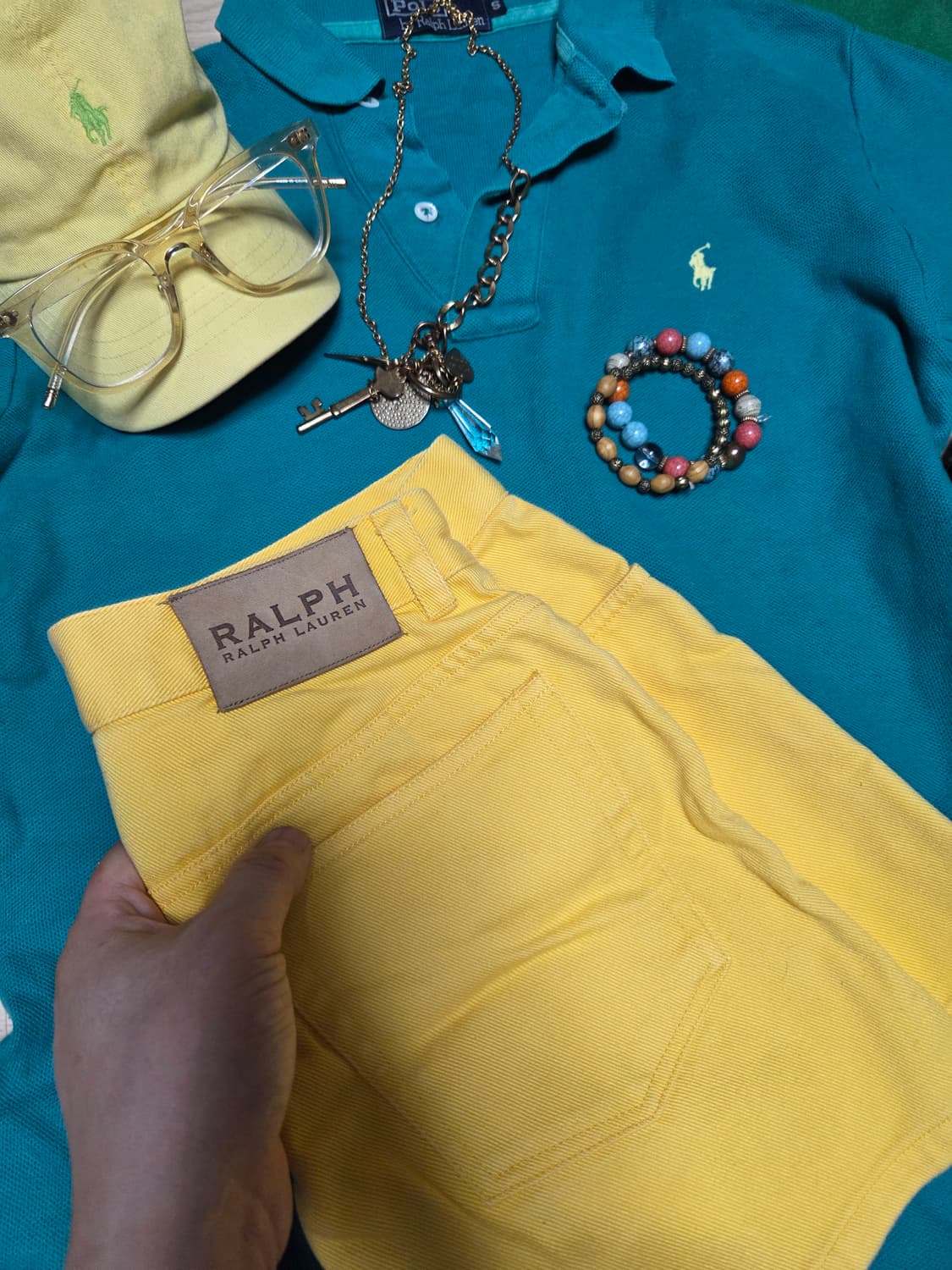 POLO RALPH LAUREN 그린 옐로우 카라티 반팔 티셔츠  상품이미지8