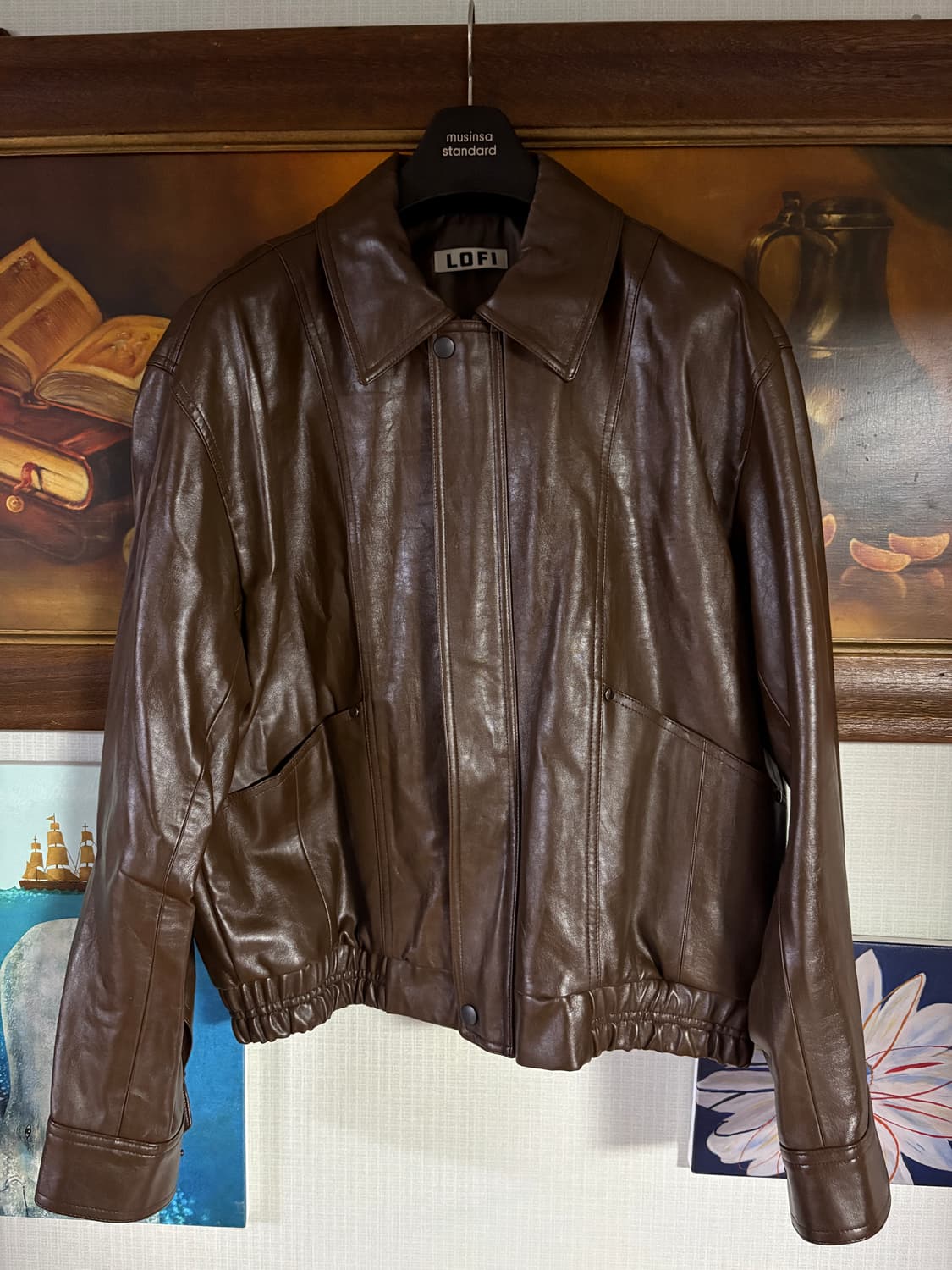 로파이 비건레더자켓 브라운 상품이미지1