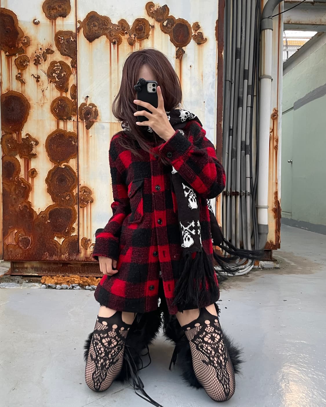 🎸레드&블랙 체크 패턴 니트 자켓🎸 상품이미지4