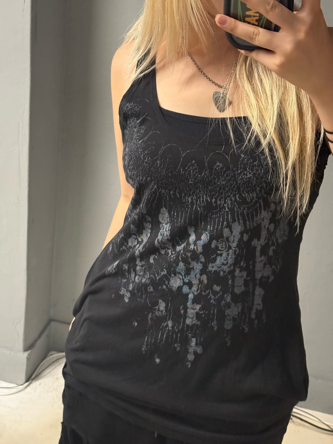 unique printing detail pocket sleeveless 상품이미지3