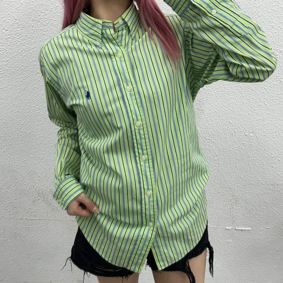 폴로 랄프로렌 네이비포니 네이비 단가라 녹차맛 셔츠 39 상품이미지1