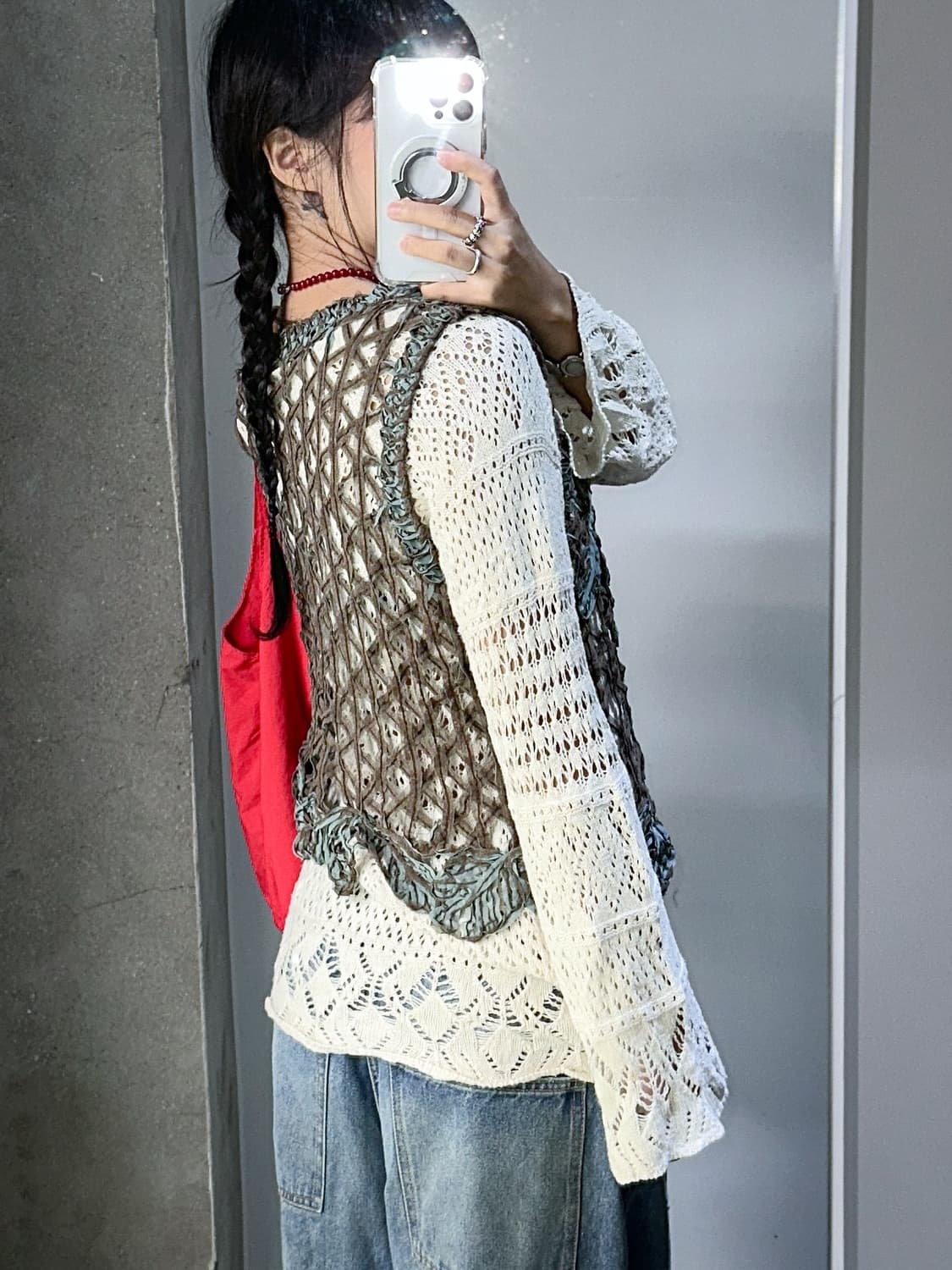 mint choco flower net top 상품이미지5