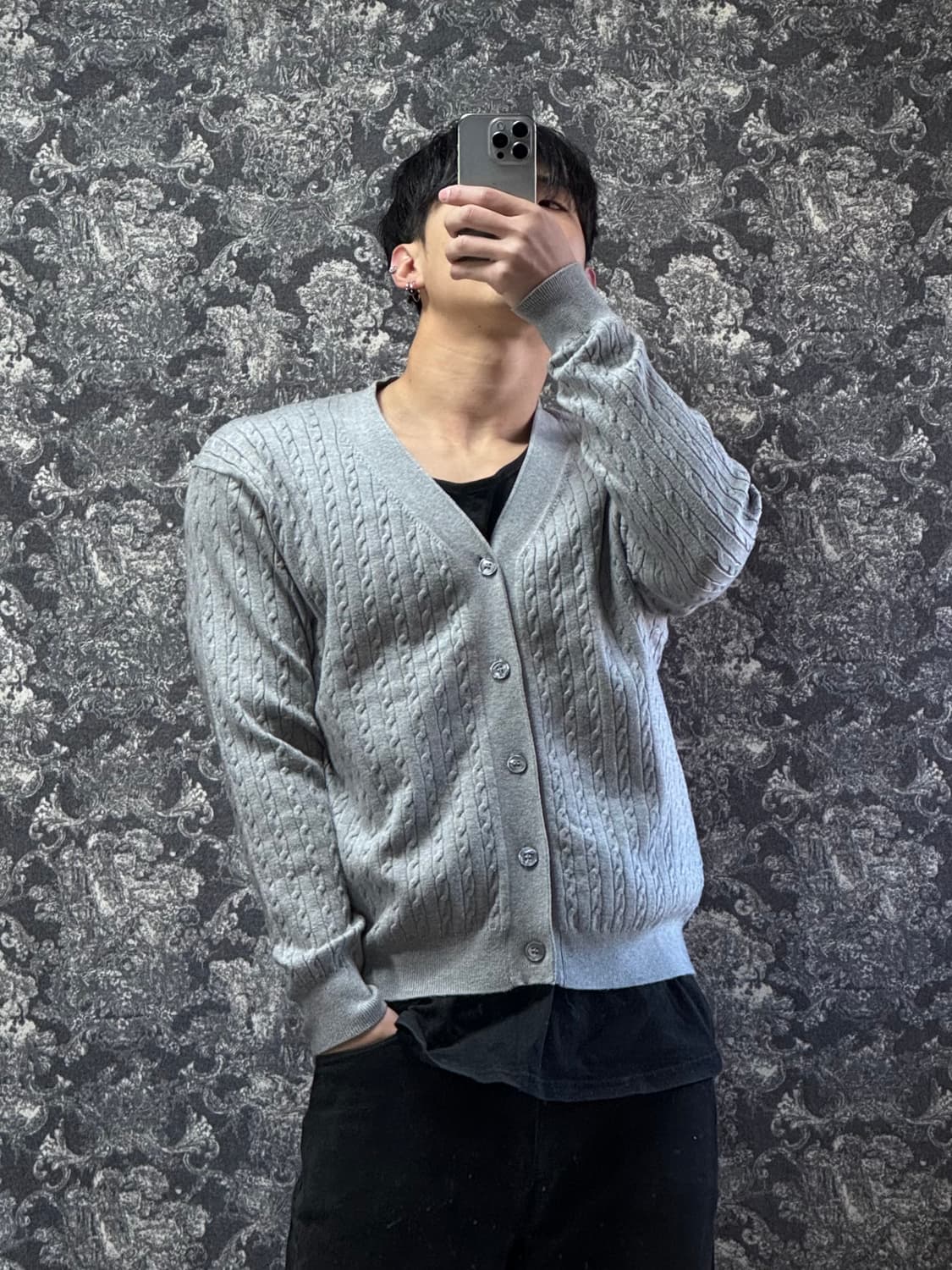 vintage 빈티지 브이넥 꽈배기 가디건 상품이미지1