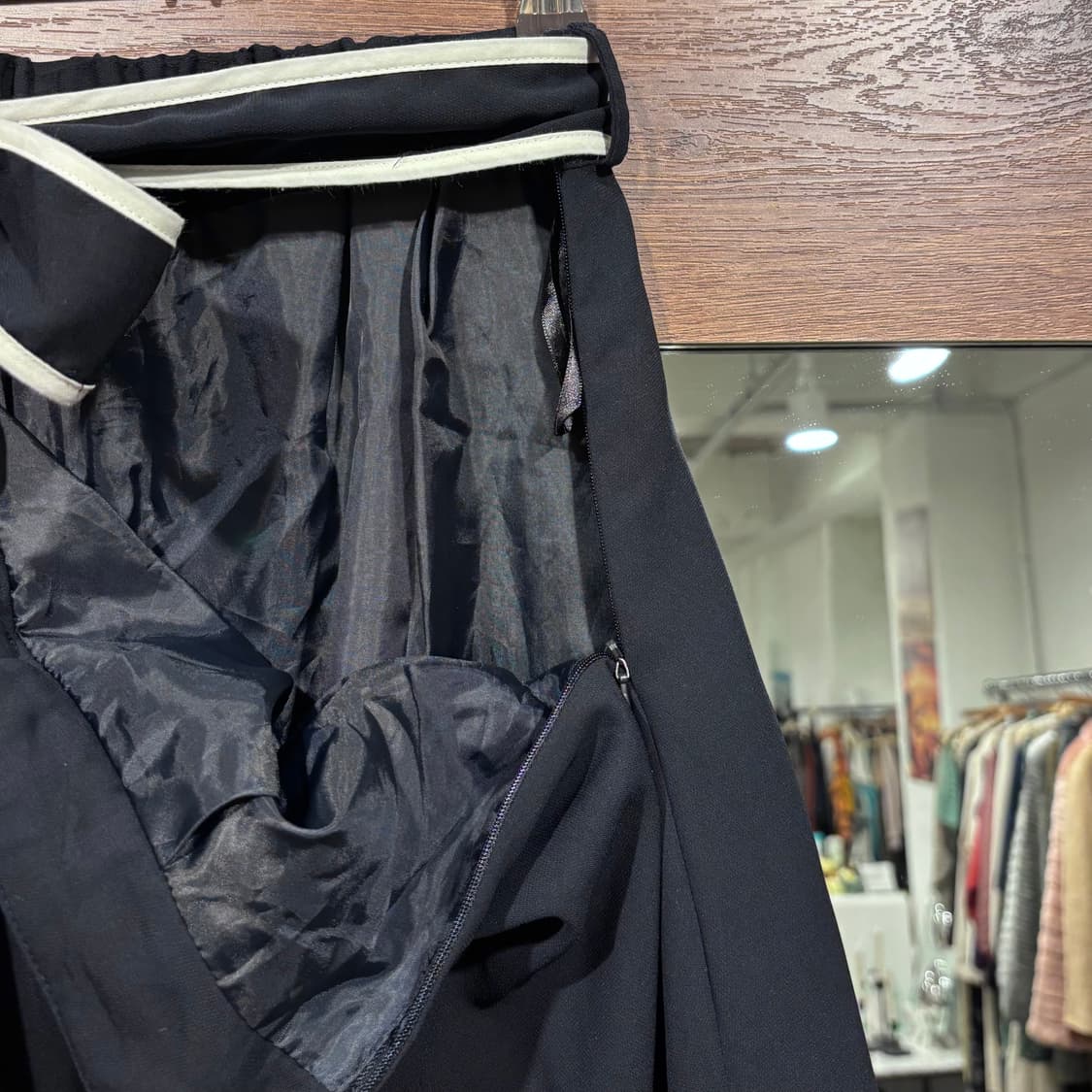 일본 빈티지 갸루 네이비 배색 파이핑 리본 스커트 공겜여주 상품이미지8