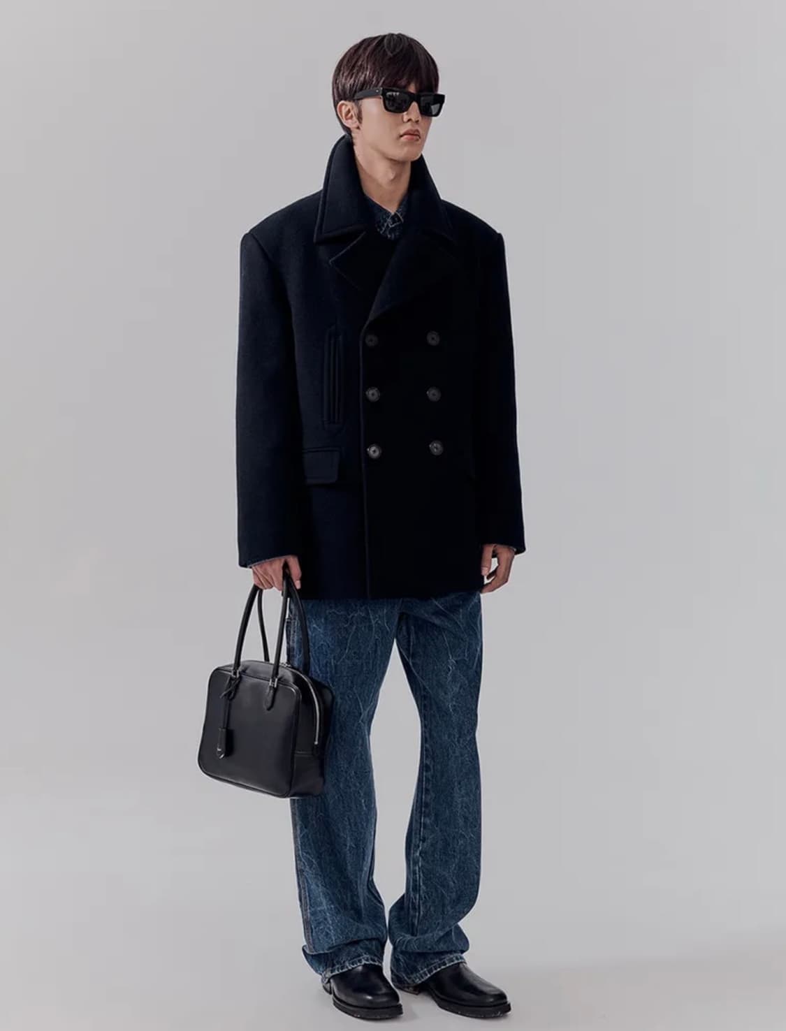 [M]던스트 클래식 오버핏 울 피코트/짙은네이비 상품이미지2