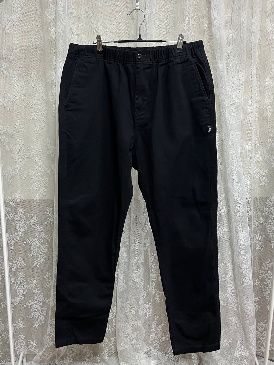 L) 스투시 Pull on beach 코튼 밴딩 팬츠 블랙 상품이미지1