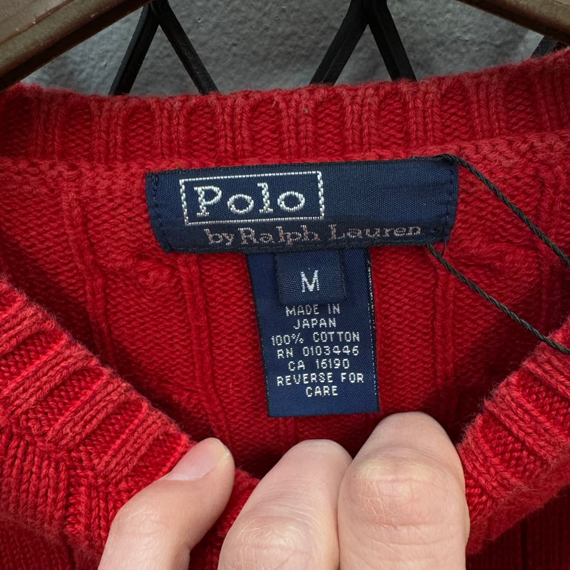 폴로 랄프로렌 케이블 니트 네이비 포니 로고 포인트 레드 상품이미지6