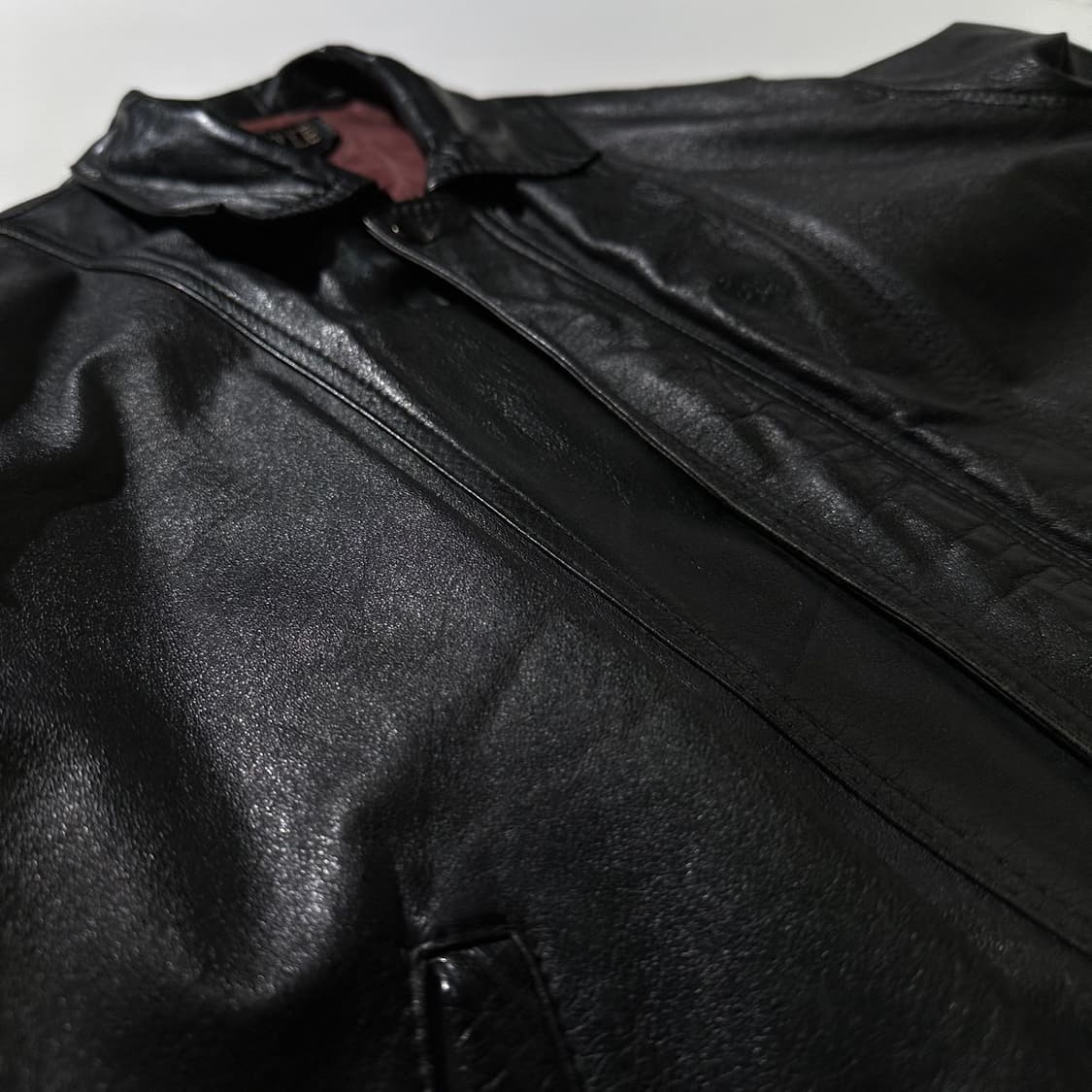 Noubelle 카우스킨 소가죽 레더 봄버 블루종 자켓 상품이미지5