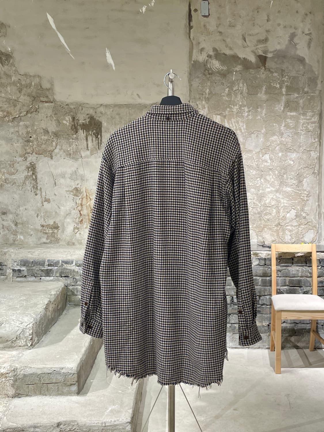 언더커버 18S/S 하운드 투스 체크 컷 오프 코튼 셔츠 상품이미지6