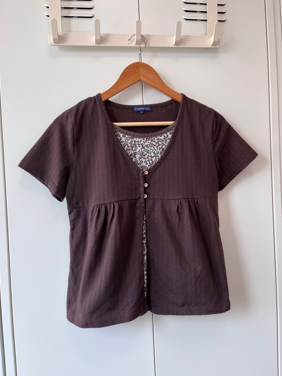 Sunnayze 바선생 레이어드 브라운 잔꽃 반팔 상품이미지4