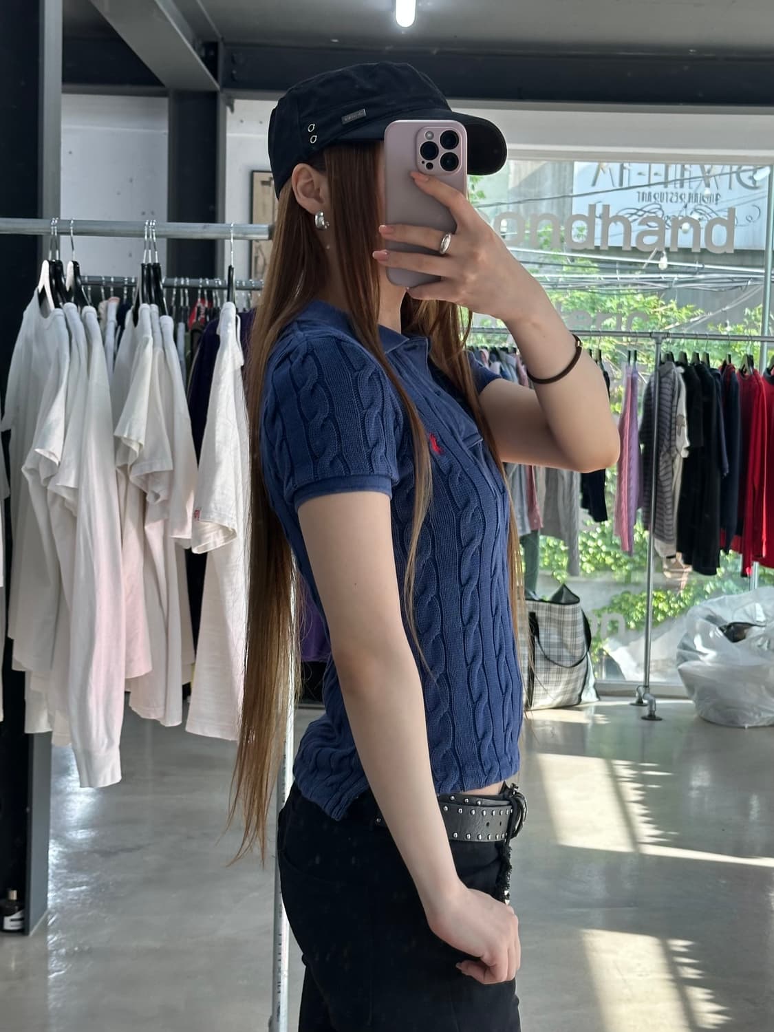 폴로 큐알텍 포니 피그먼트워시드 꽈배기 Pk반팔니트 블루 상품이미지3