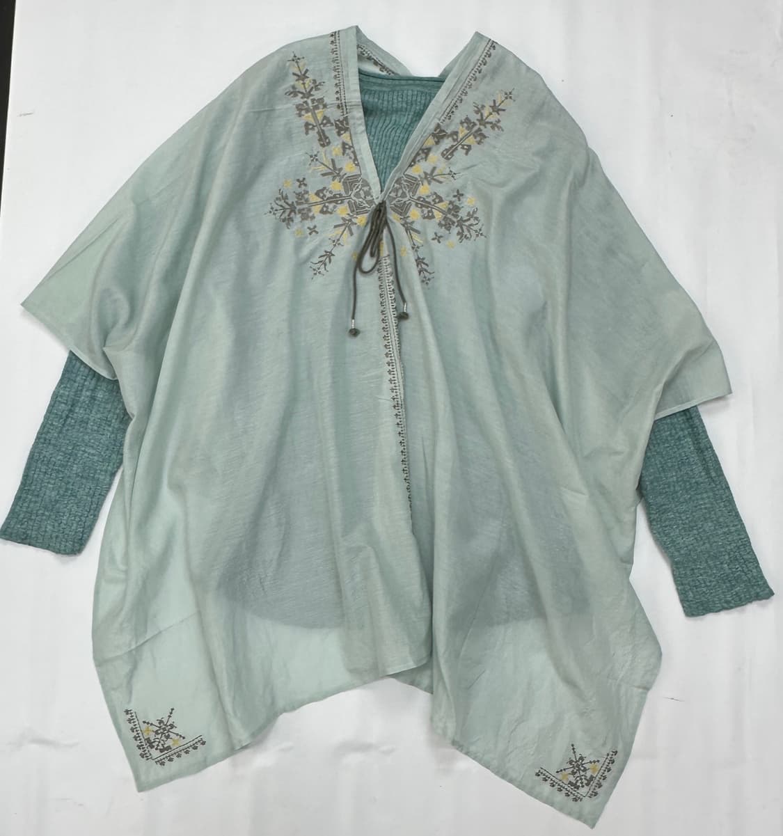 🩵하구미의 에스닉 민트맛 코디세트🩵 레이어드 케이프 그런지 미디스커트 상품이미지3