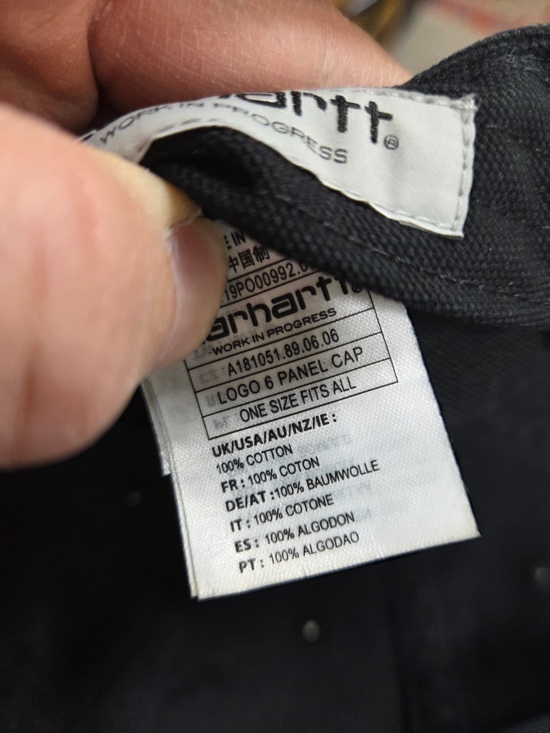 칼하트 wip 로고 6패널 캔버스 볼캡 모자 프리 상품이미지6