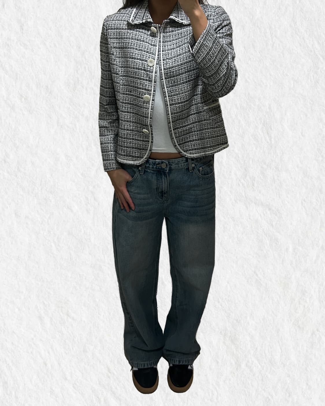 빈티지 그레이 트위드 자켓 상품이미지5