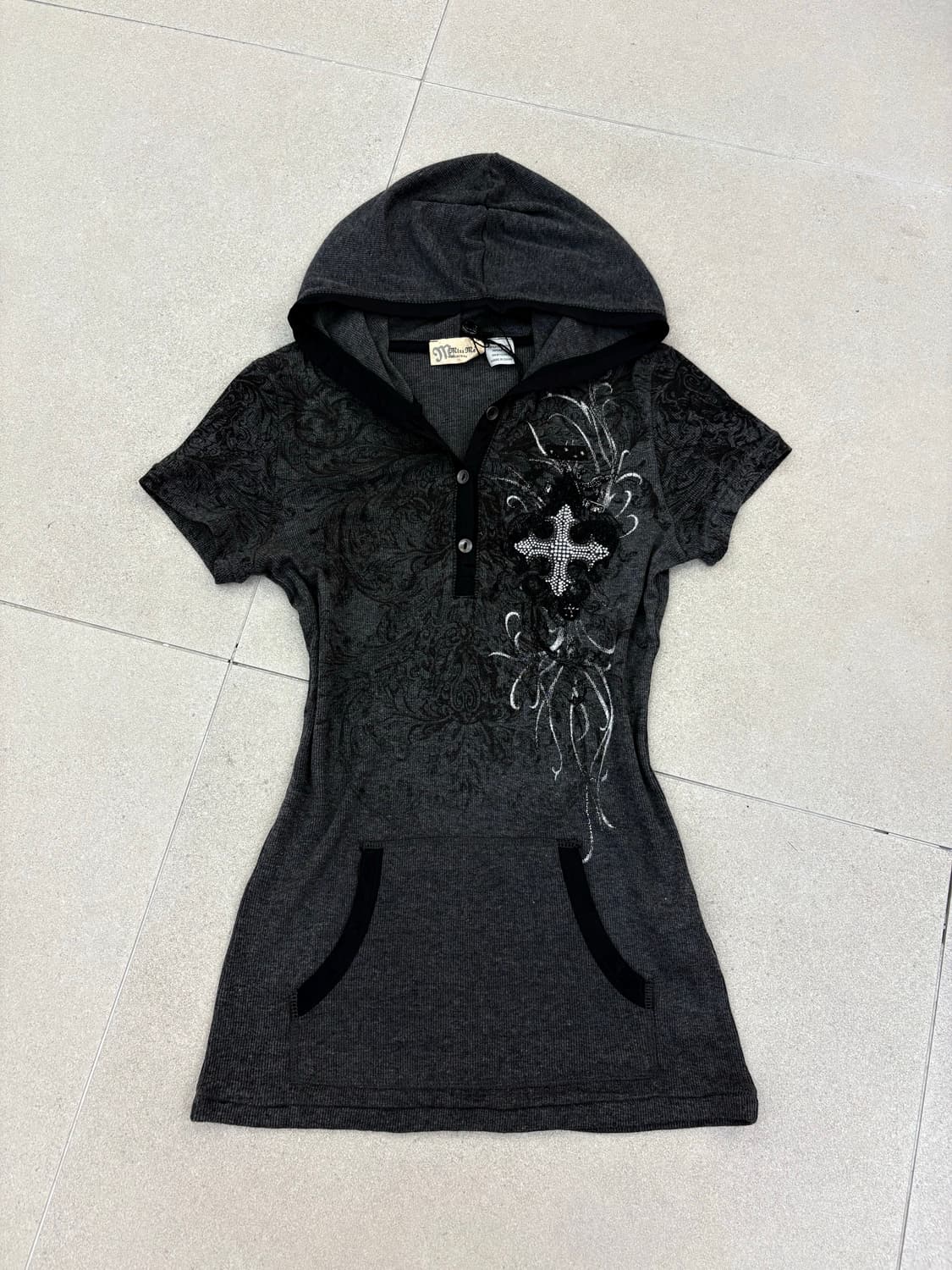 차콜 큐빅 프린팅 후디 상품이미지2