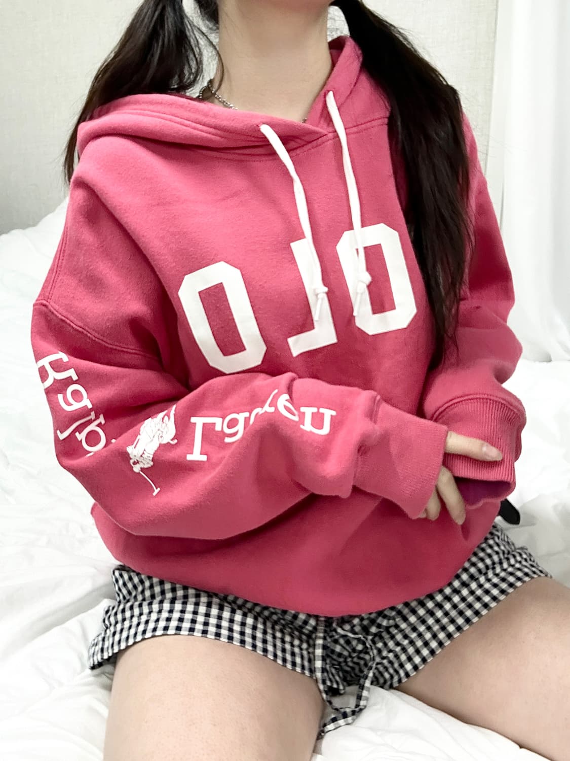 폴로 신형 빅로고 핑크 후드 상품이미지1