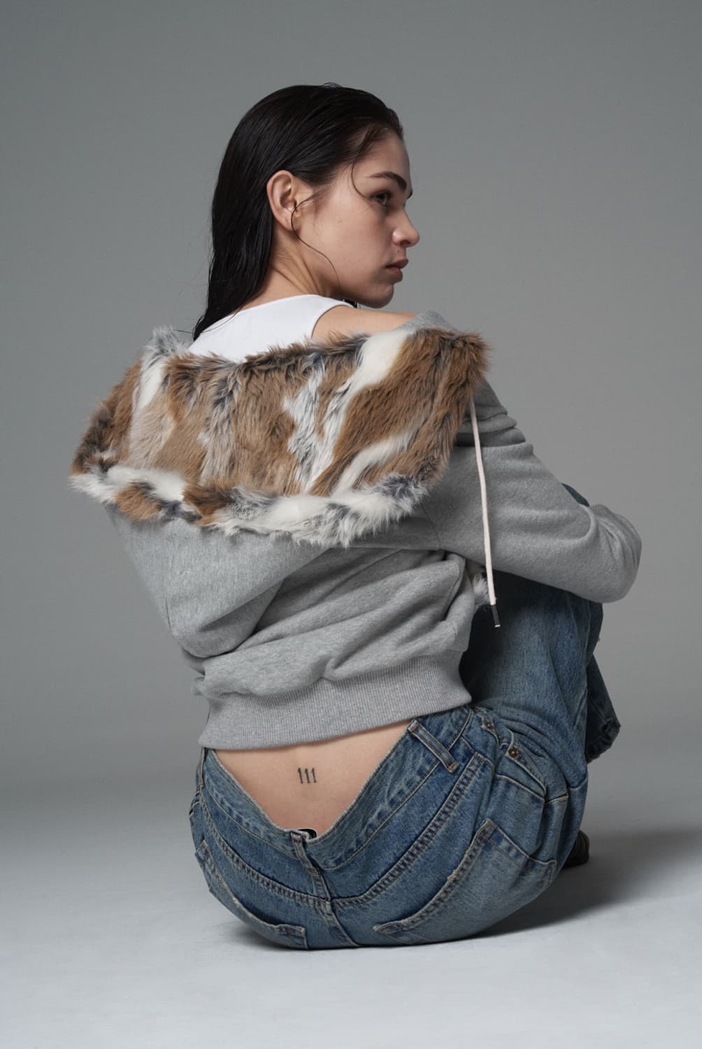 Settle for moon Wolf fur hooded zipup 상품이미지2