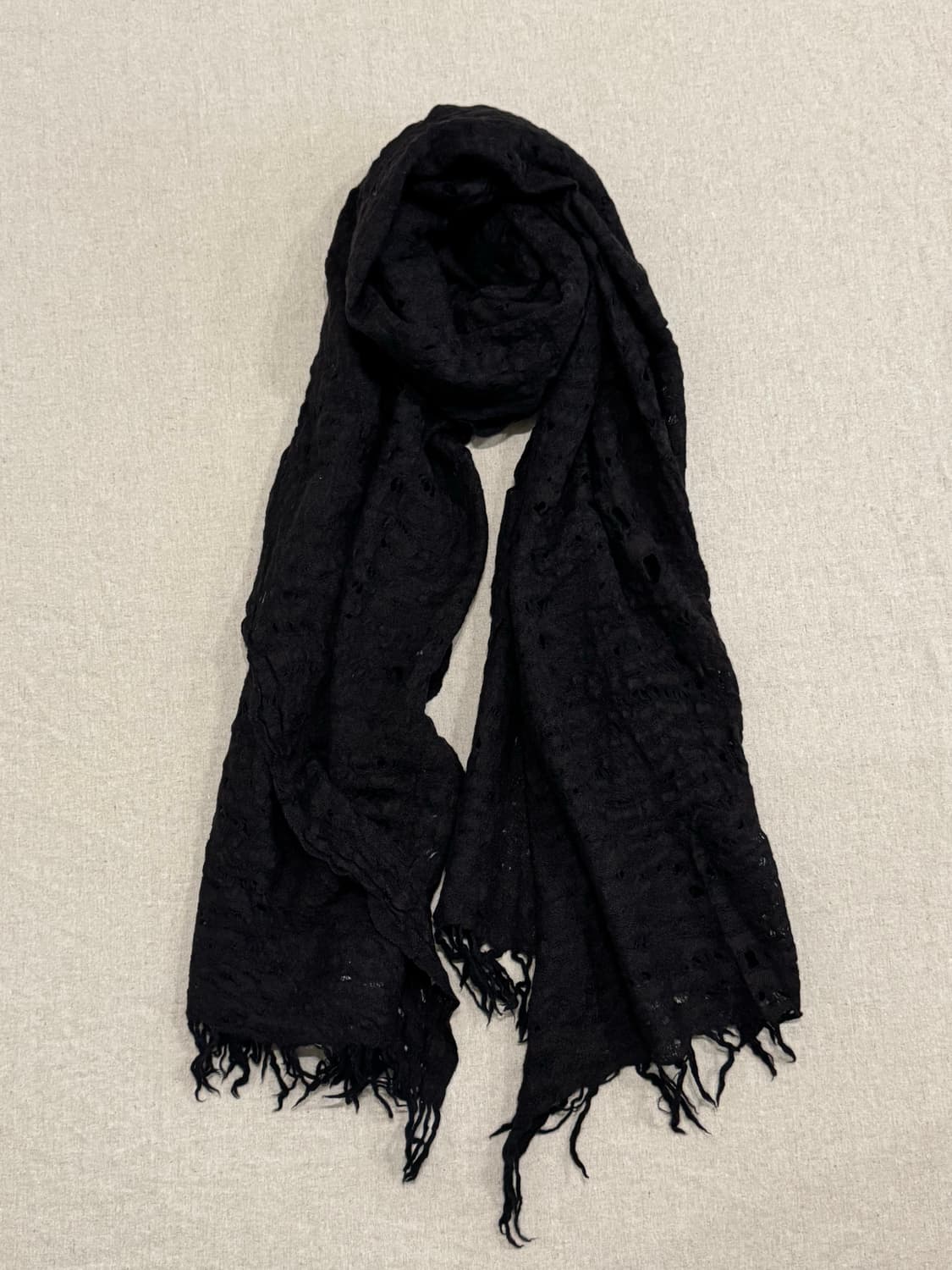 요지야마모토 디스트레스드 울 머플러 상품이미지1