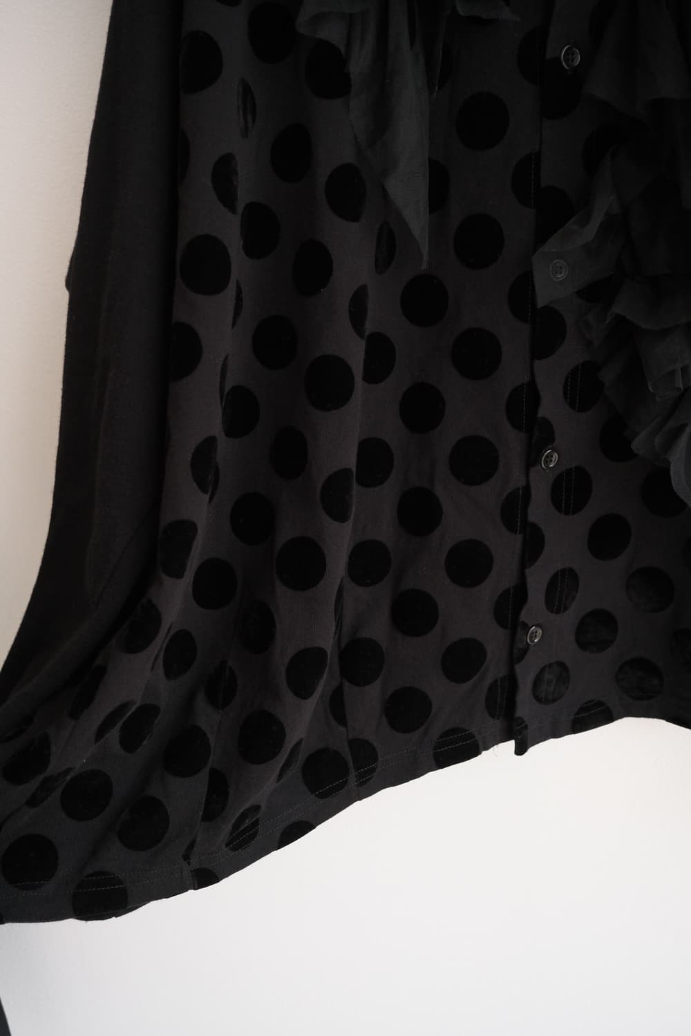 Frill velvet dot asymmetric button top 상품이미지8