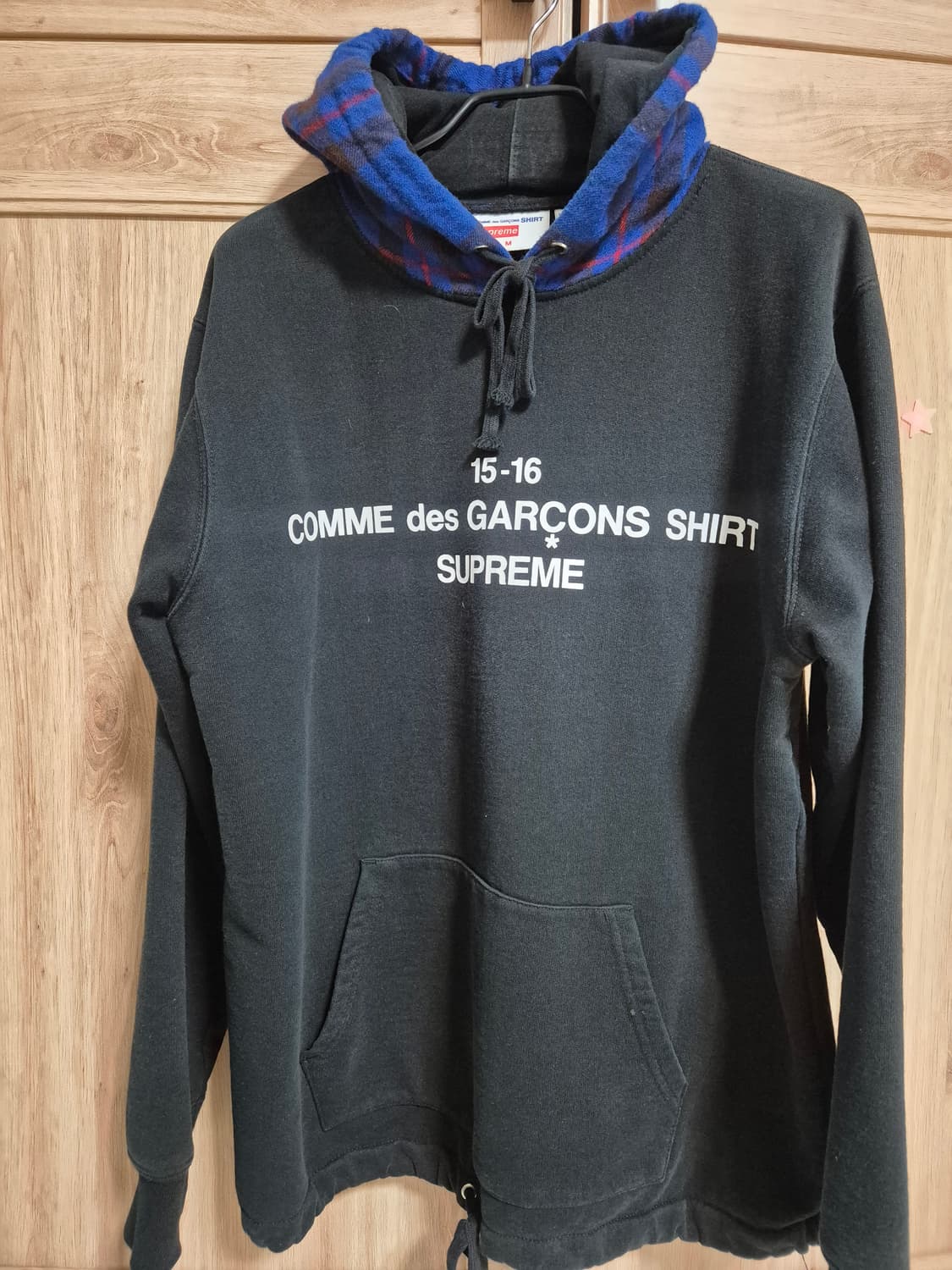15-16 슈프림 꼼데 체크 후드 m 상품이미지1