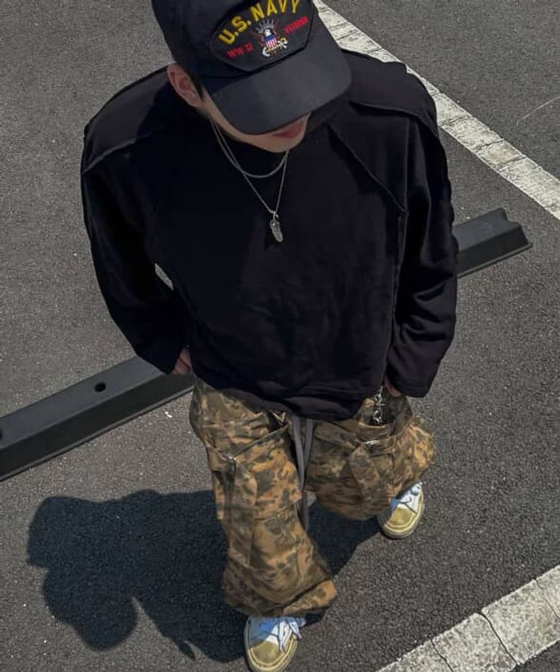 Andend Asymmetrical Neckline 더블레이어 롱슬리브 상품이미지2