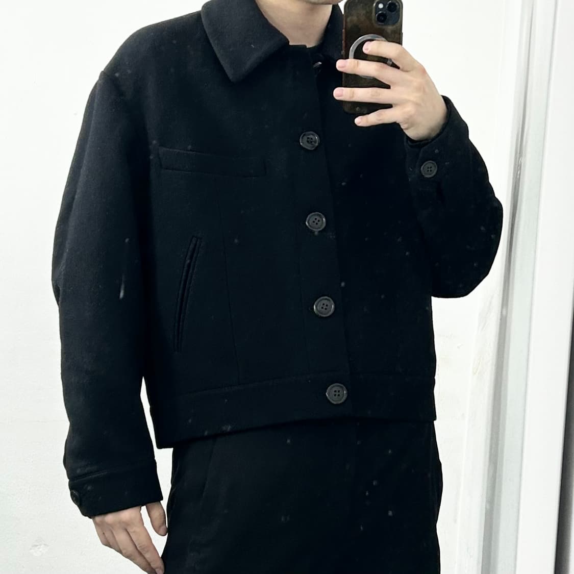 노이어 메리노울 오버핏 크롭 블루종 자켓 상품이미지3