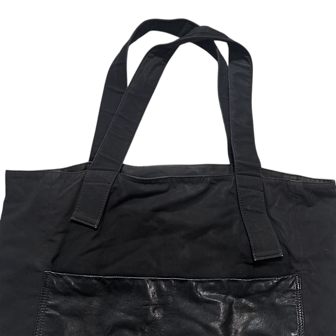 요지 야마모토 느와르 가죽 코튼 레터링 토트백 상품이미지6