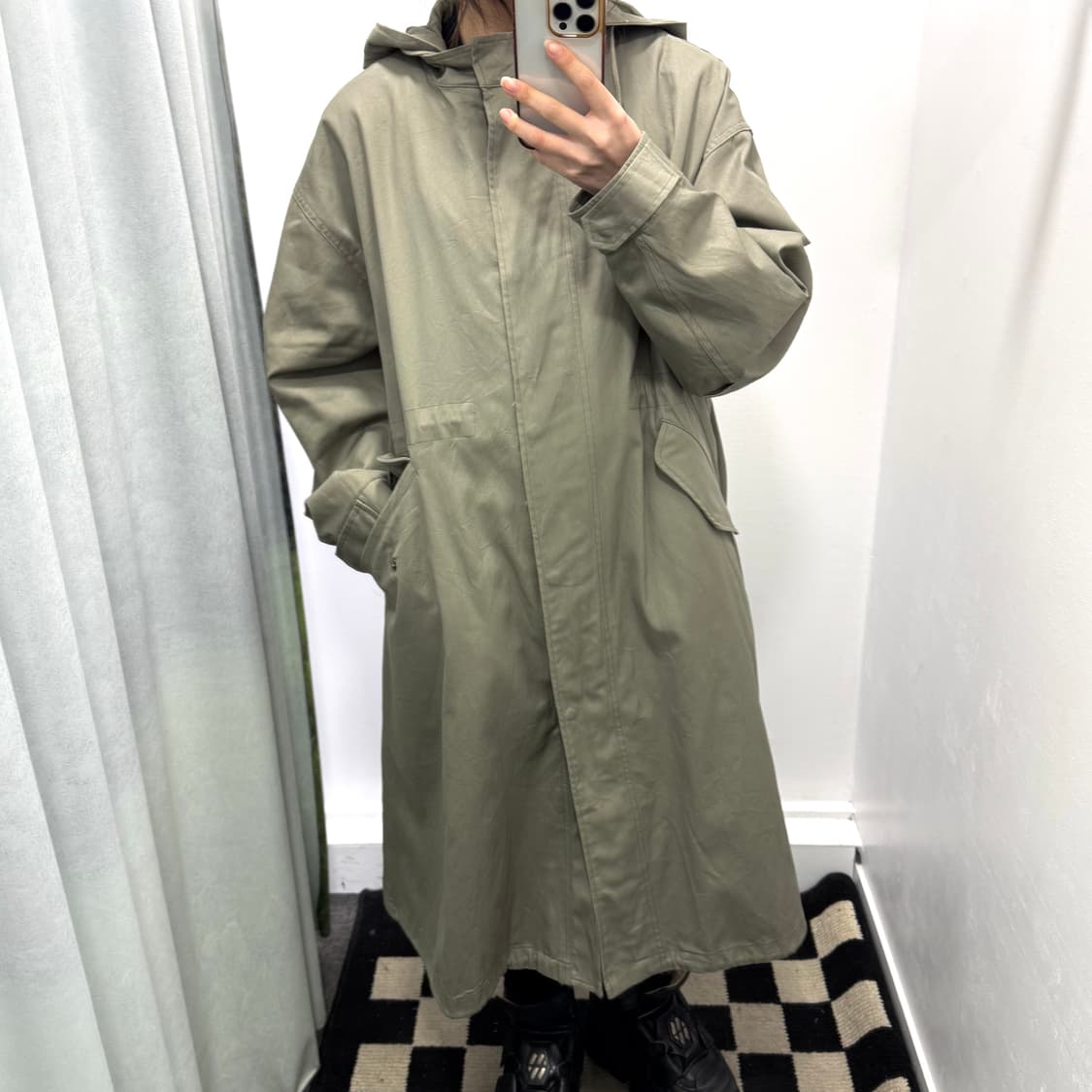 어스뮤직앤에콜로지 카키 후드 피시테일 자켓 상품이미지1