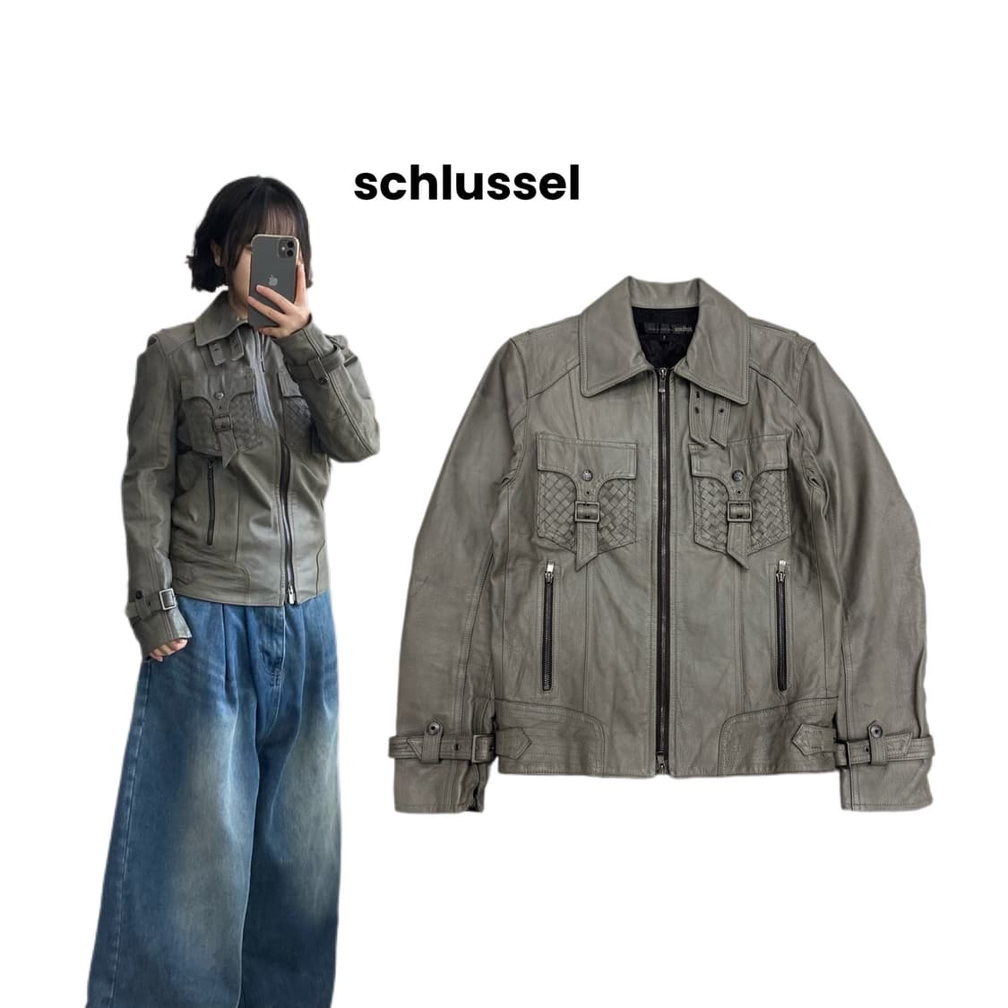 schlussel 슈리셀 제팬 리얼레더 에스닉 바이커 가죽 자켓 상품이미지1