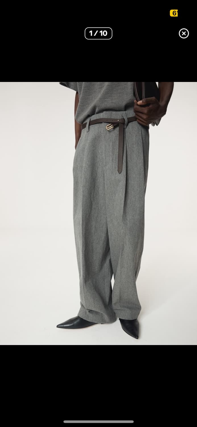 QUINCY WOOL BELTED PANTS (MELANGE GREY) 상품이미지1