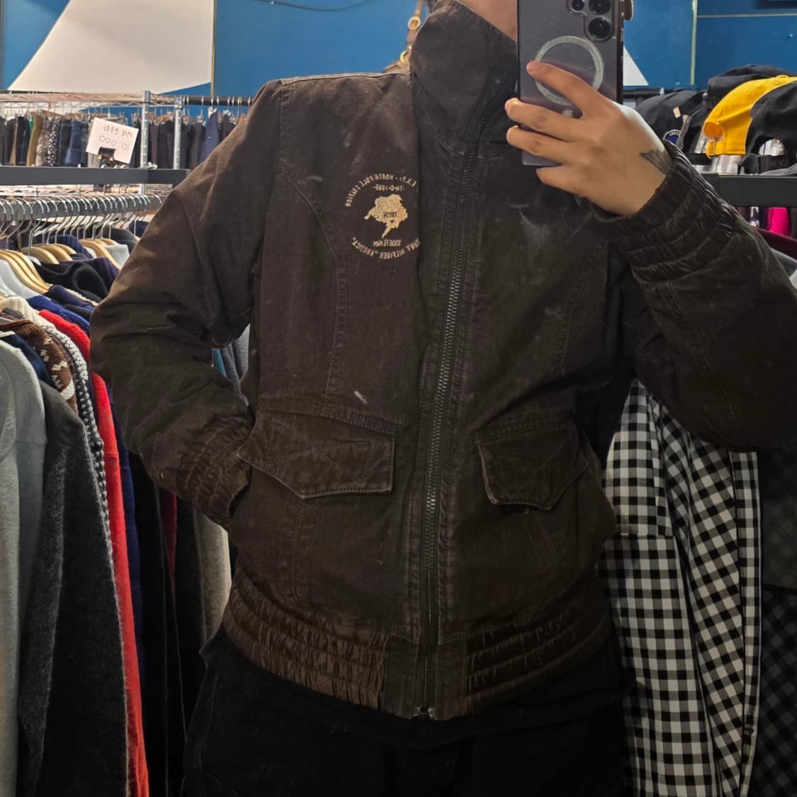 착샷)00s Y2K 타미힐피거 빈티지 캔버스 워크자켓 퍼 쉐르파 털 M 상품이미지1