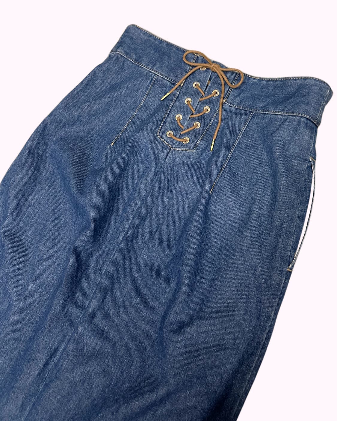 lace-up weist slit denim skirt 상품이미지2