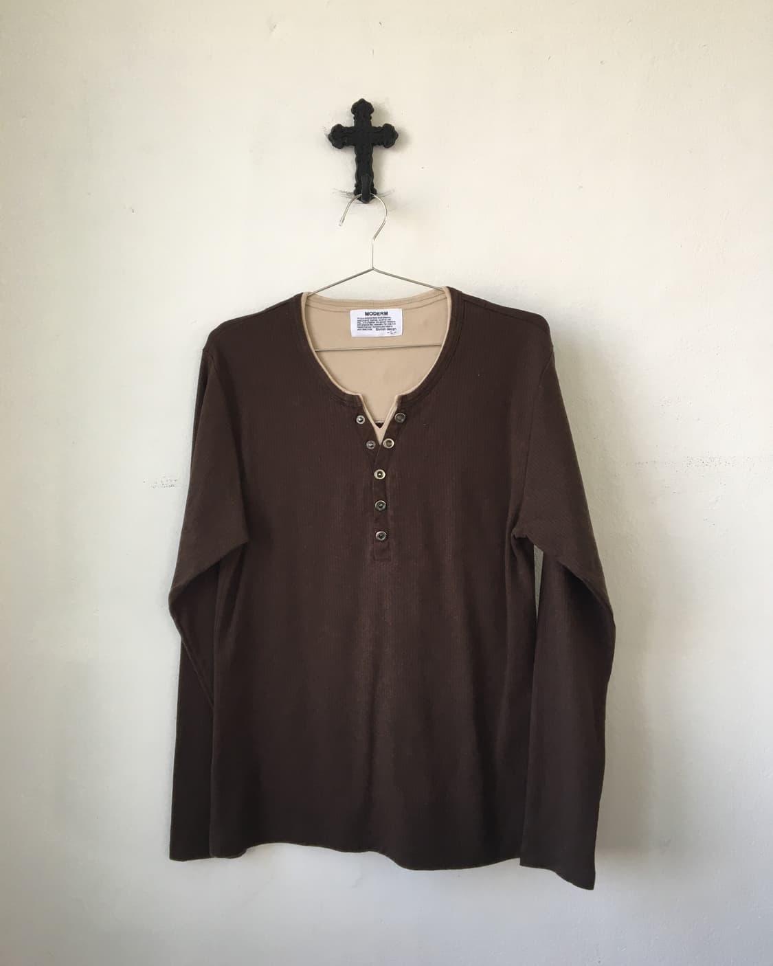 Henry neck ribbed sleeve 상품이미지2